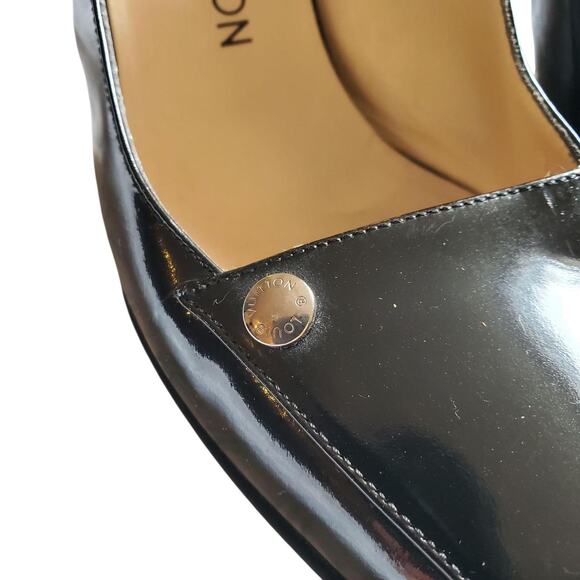 Louis Vuitton Slingback Heels Authentic Patent Leather Black Size 36.5 - Picture 4 of 6